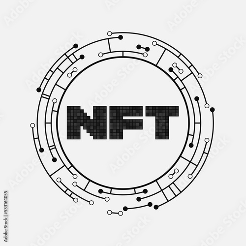 NFT icon, logo. Technology symbol. Abstract vector background