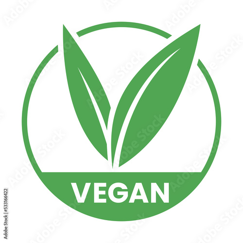 Vegan Round Icon with Green Leaves - Icon 2