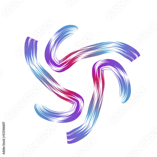 Purple red and blue isolated symmetrical brushstroke design element