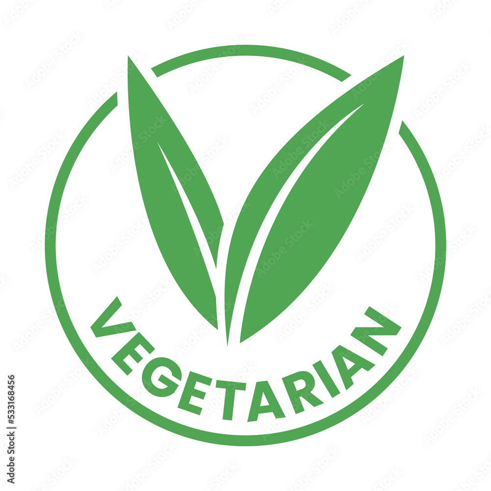 Vegetarian Round Icon with Green Leaves - Icon 7