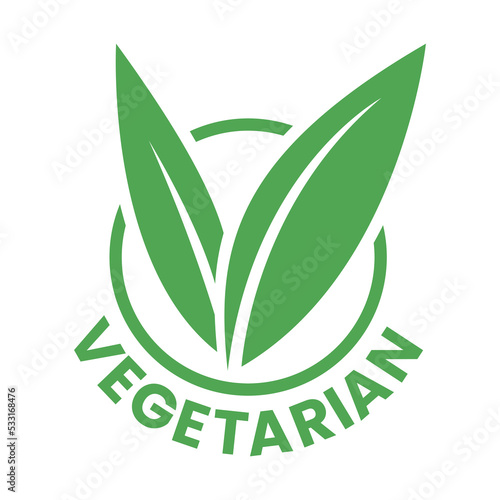 Vegetarian Round Icon with Green Leaves - Icon 8