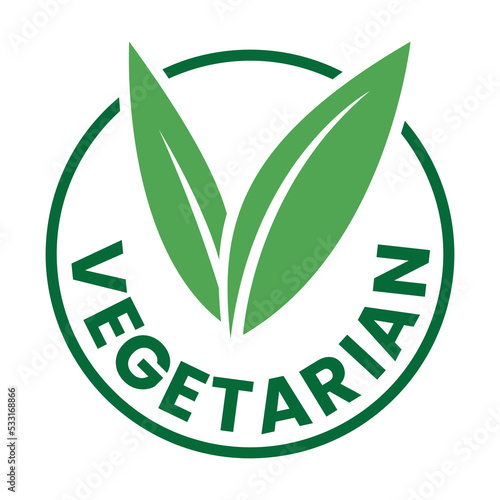 Vegetarian Round Icon with Green Leaves and Dark Green Text - Icon 9