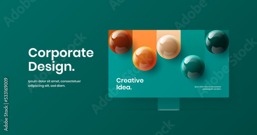 Unique presentation design vector layout. Clean computer monitor mockup site illustration. © kitka