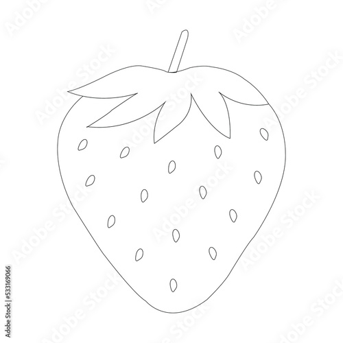 Strawberry fruit black and white vector illustration