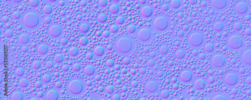 Normal map seamless pattern with milkshake texture top view. Abstract background with bubbles. Bump mapping of smoothie surface. Blended frothy drink. 3d rendering shader illustration