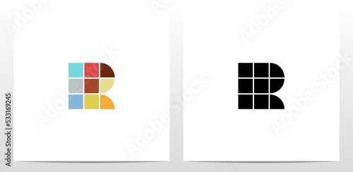 Colorful Tiles Letter Logo Design R photo