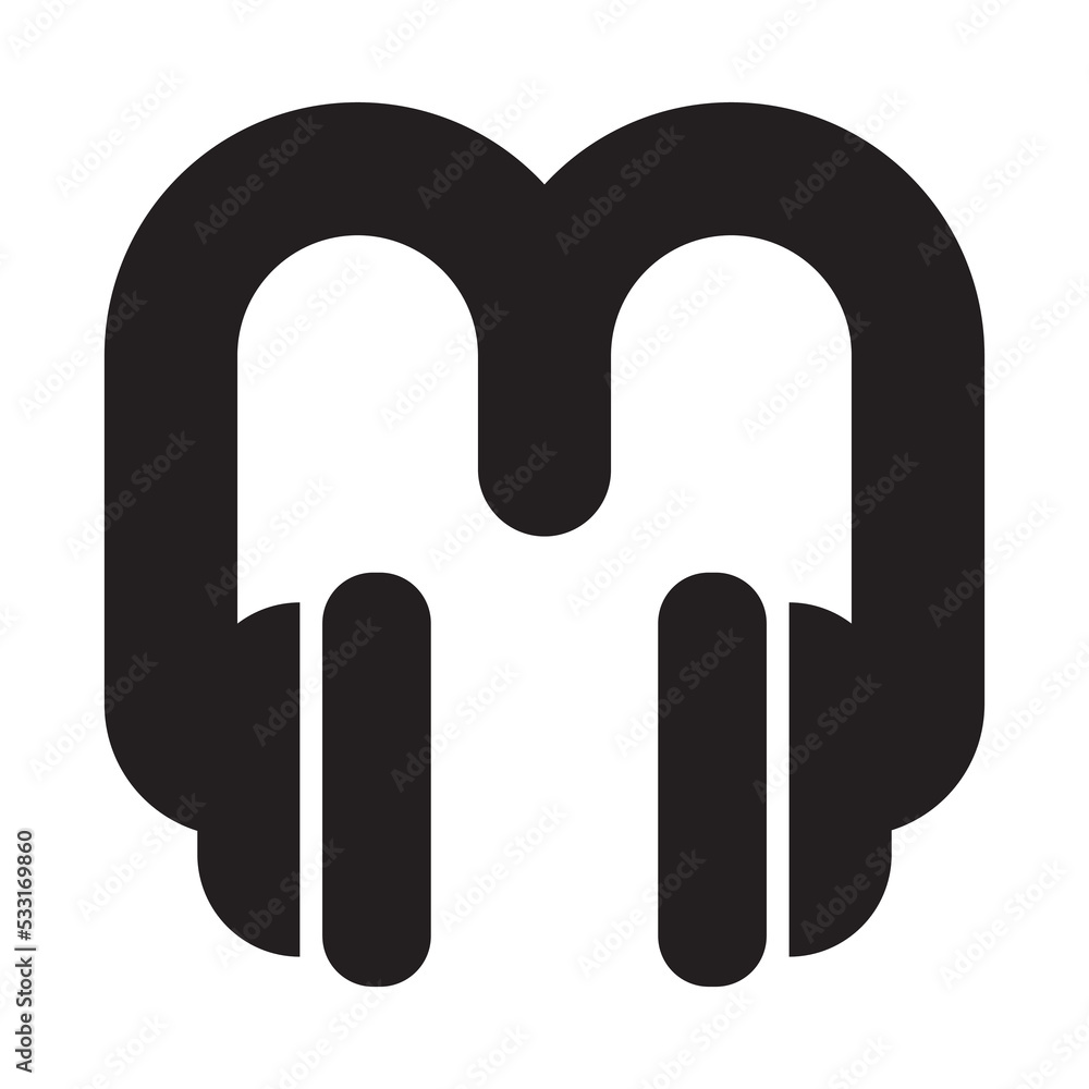 Headphone M logo, music logo Vector illustration Headphone M logo, music logo Vector illustration