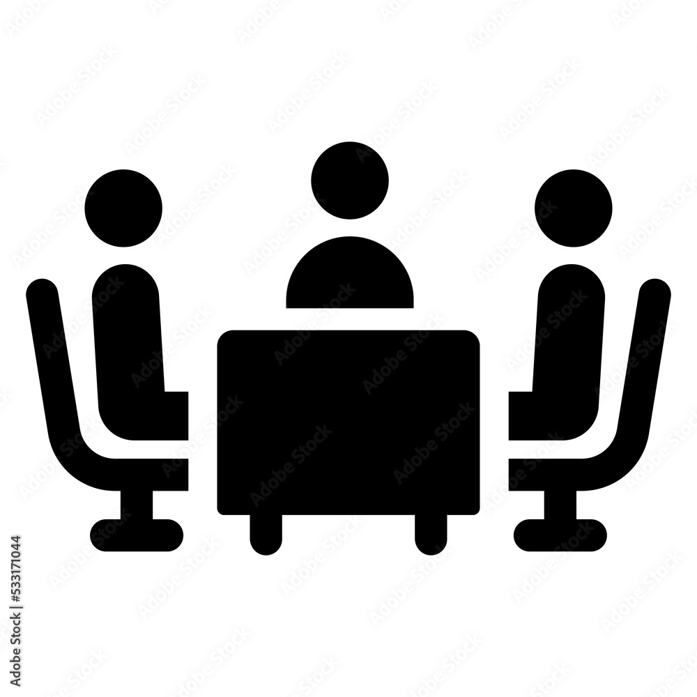 Interview or meeting icon. Conference sign illustration Interview or meeting icon. Conference sign illustration