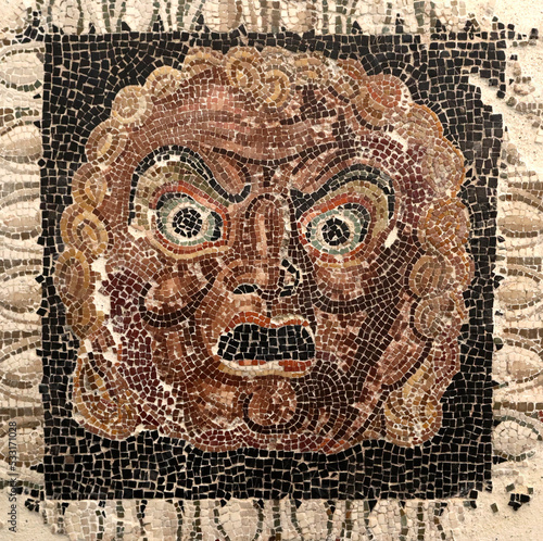 roman mosaic with a face