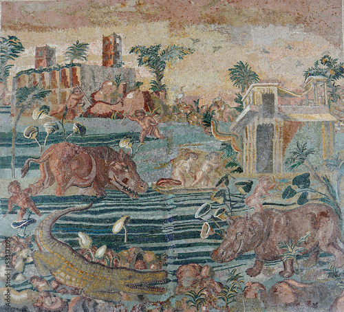 roman mosaic with wild animals