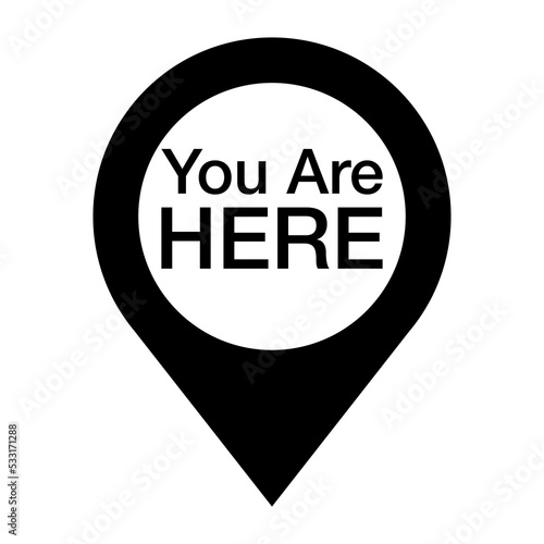 You Are Here Location logo. Marker location you are here illustration.