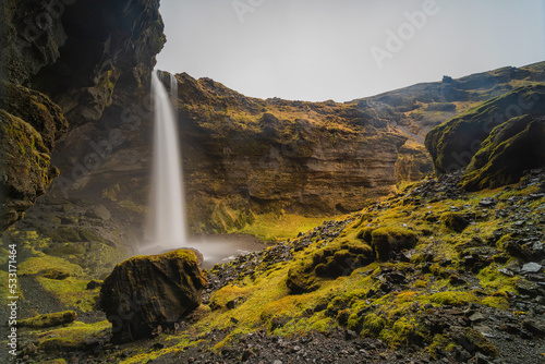 Kvernufoss is a waterfall with a drop of 30 metres  98 feet  in South Iceland.