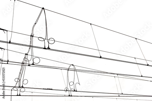 electric wires against white sky