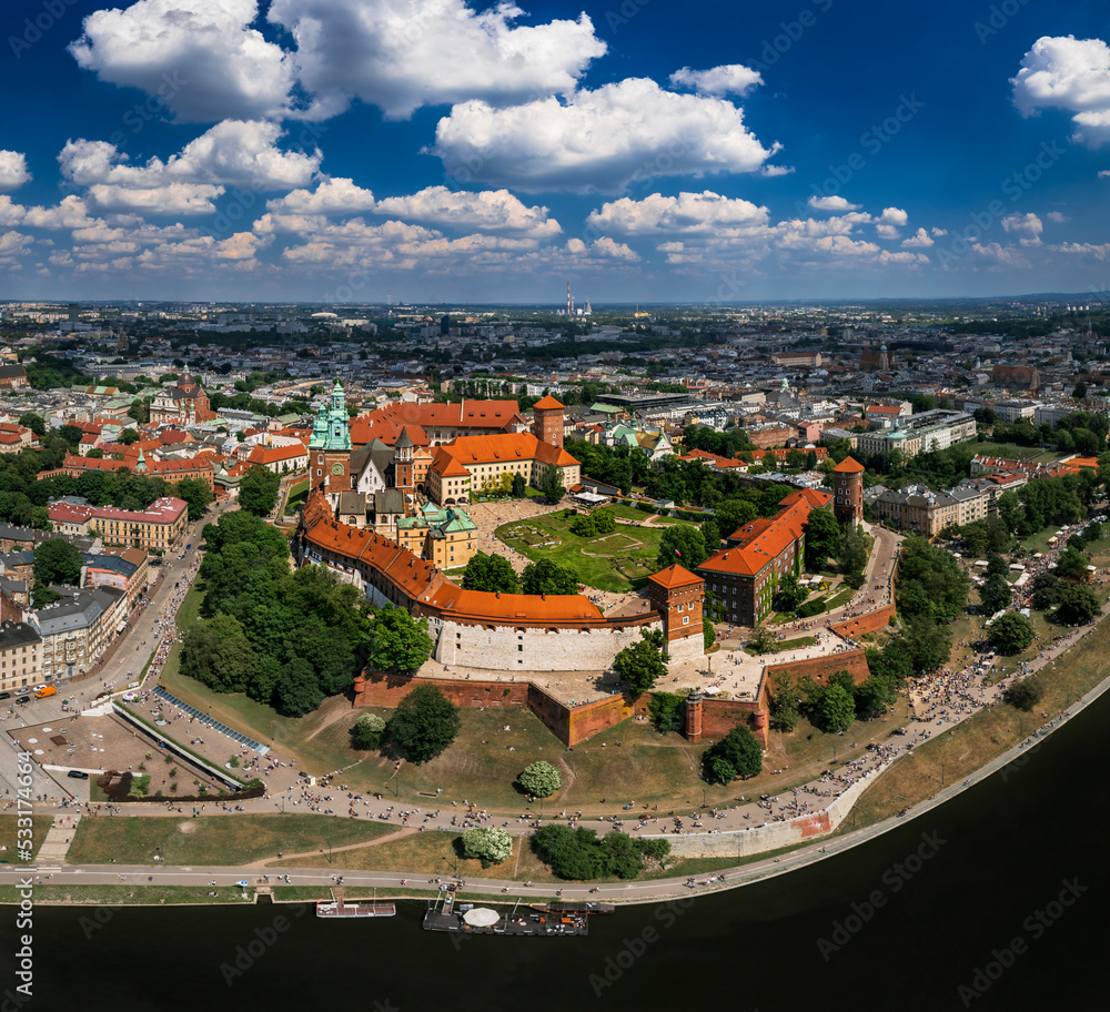 Front view of Wawel castle in Krakow, Poland