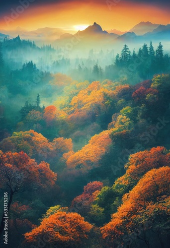 the view of the forest in autumn © Youk