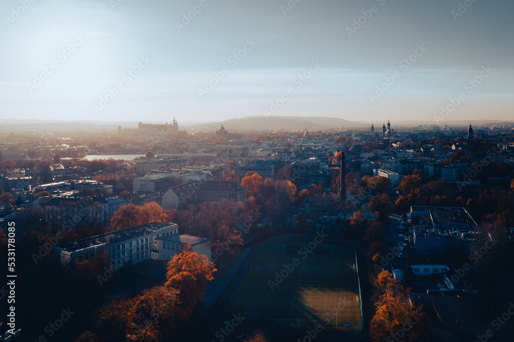 Krakow city panorama, Grzegorzki district