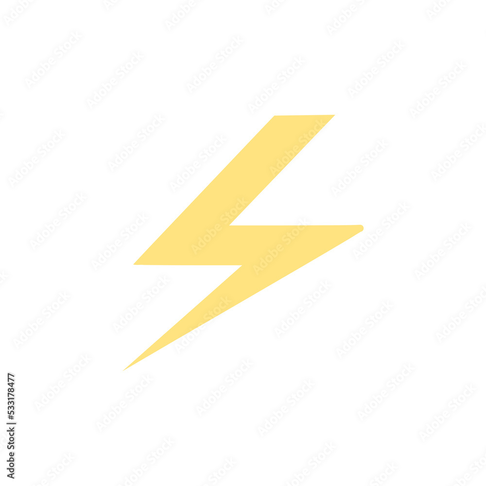 Lightning icon in cartoon flat style. Vector illustration of thunderbolt symbol, weather conditions, sign of strength, speed, movement Lightning icon in cartoon flat style. Vector illustration of thunderbolt symbol, weather conditions, sign of strength, speed, movement