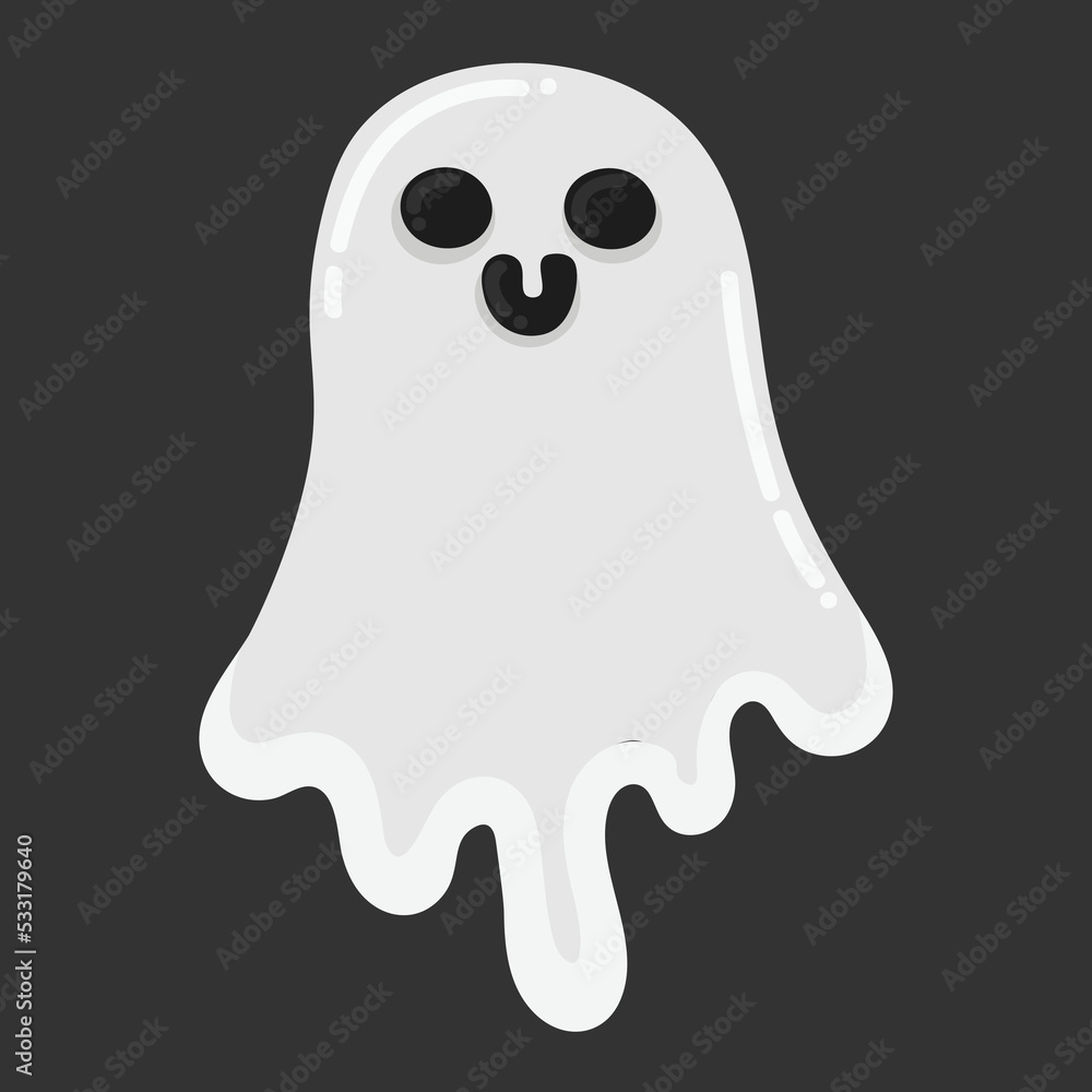 Doodle flat clipart. Creepy ghost for halloween decoration. All objects are repainted. Doodle flat clipart. Creepy ghost for halloween decoration. All objects are repainted.