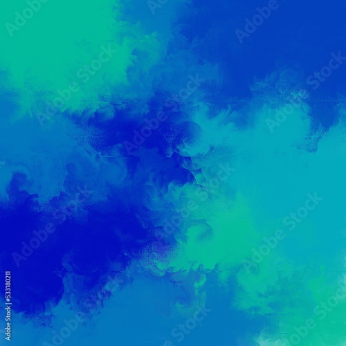 Blue and green colored abstract background. Distorted and liquid texture, bright pattern.