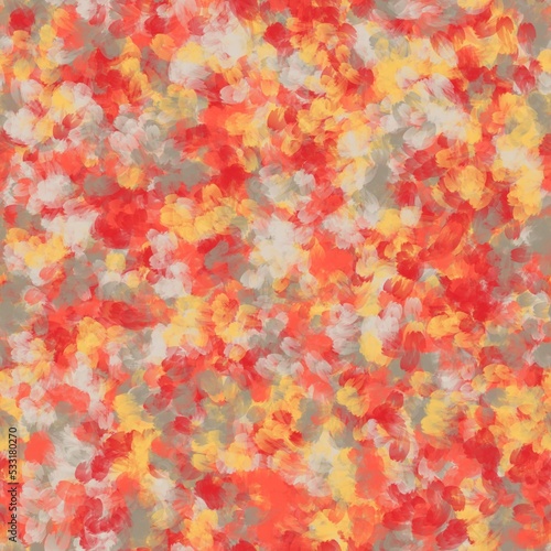Red, yellow, white and grey brush strokes. Seamless pattern.