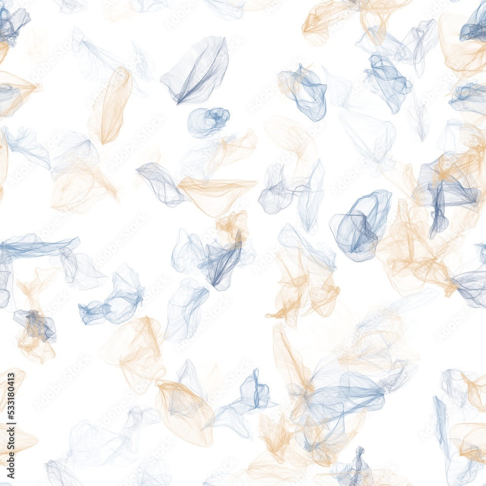 Big abstract transparent  brush strokes, light blue and brown colors. Isolated on white pattern
