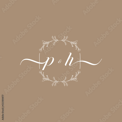 PH beauty monogram and elegant wedding logo design