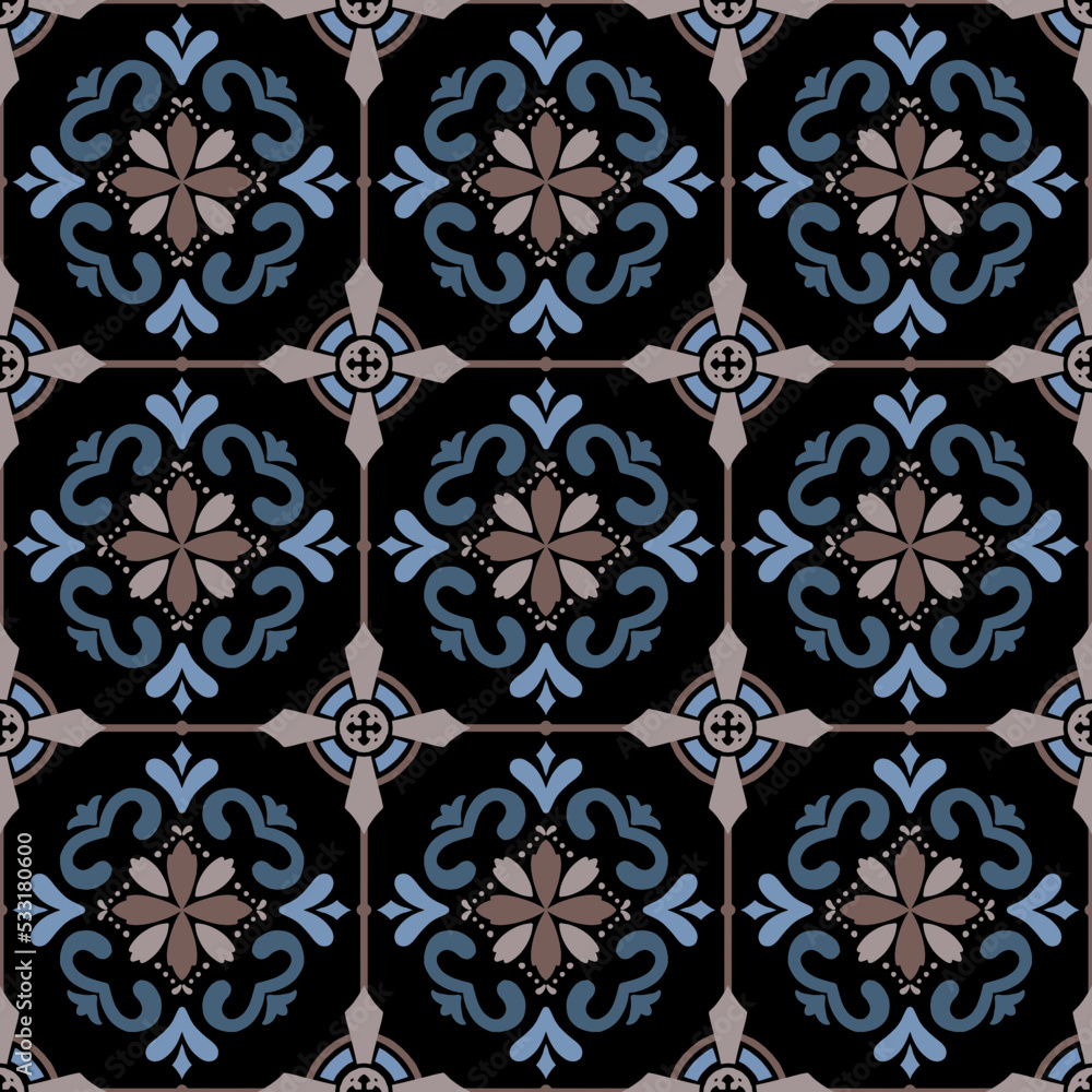 Seamless pattern decorative, flower pattern in vintage mandala style for tattoos, fabrics or decorations and more	