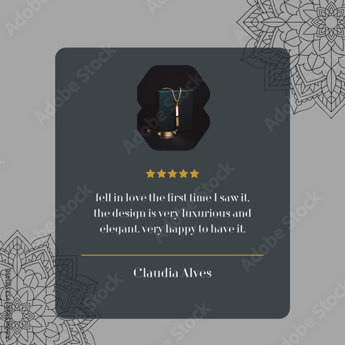 Modern and luxury client testimonial Instagram social media post design. Customer service feedback review, brand introduction background template.