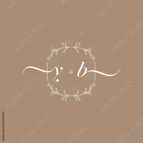 YB beauty monogram and elegant wedding logo design photo