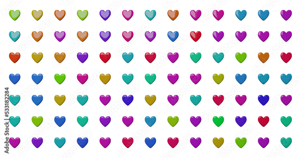 3d shiny hearts made in 3d 3d shiny hearts made in 3d