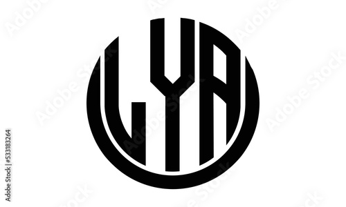 LYA shield in circle logo design vector template. lettermrk, wordmark, monogram symbol on white background. photo