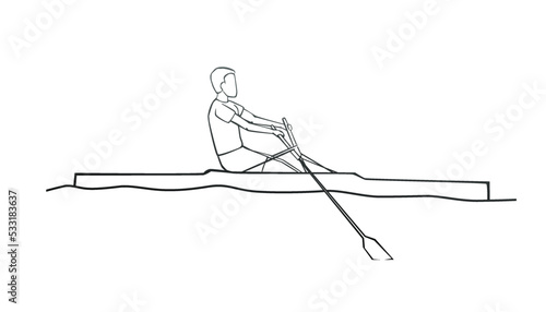 Vector illustration of hand drawn rowing boat. Water sports concept