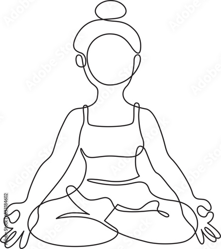 lotus pose yoga practice outline drawing 