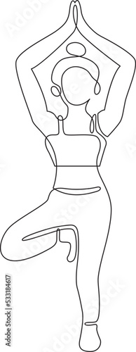 tree pose yoga practice outline drawing 