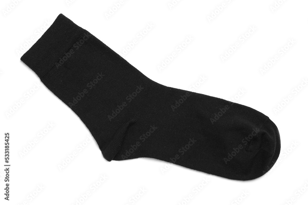 New black sock isolated on white, top view New black sock isolated on white, top view