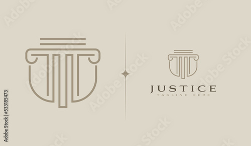 Law Firm Law Office Lawyer services Luxury Vintage Crest monoline logo. Universal creative premium symbol. Vector illustration