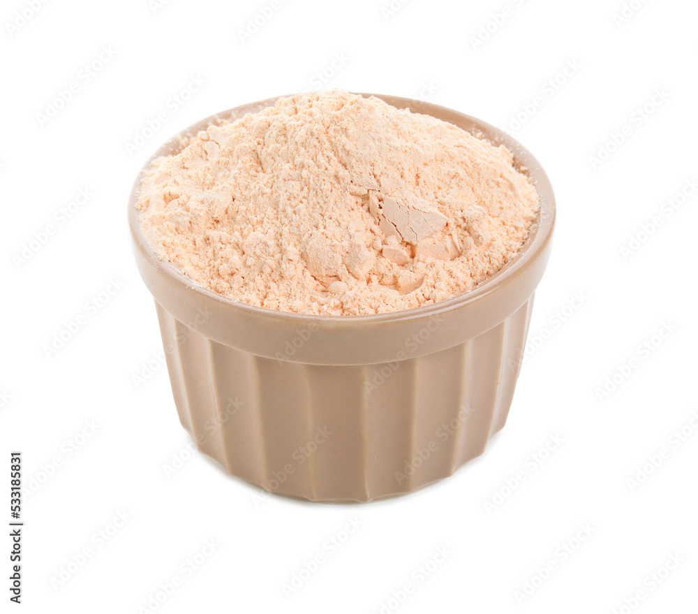 Lentil flour in bowl isolated on white Lentil flour in bowl isolated on white