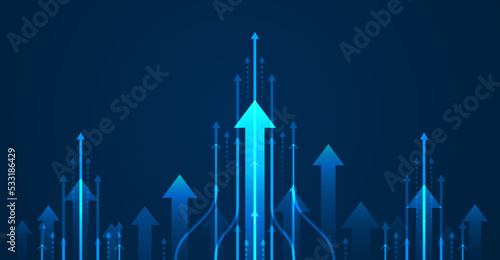 PrintAbstract arrow direction. Technology background. Business growth concept.