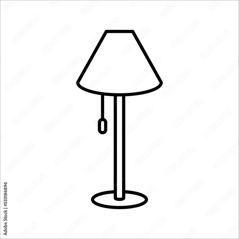 Table Lamp Vector Icon. Reading desk lamp line flat vector icon for mobile application, button and website design. Table Lamp Vector Icon. Reading desk lamp line flat vector icon for mobile application, button and website design.