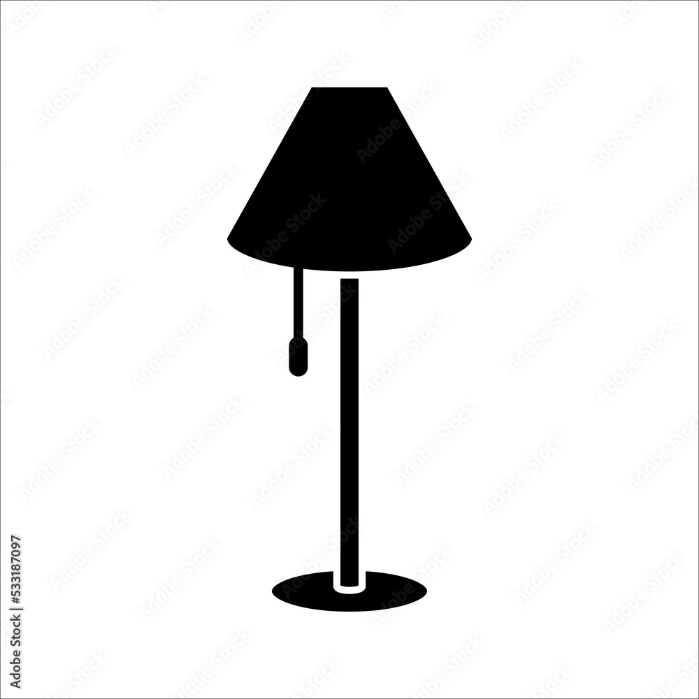 Table Lamp Vector Icon. Reading desk lamp line flat vector icon for mobile application, button and website design. Table Lamp Vector Icon. Reading desk lamp line flat vector icon for mobile application, button and website design.