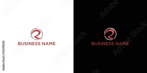 initial letter logo R business name red and grey color on circle design. vector logotype for business and company identity