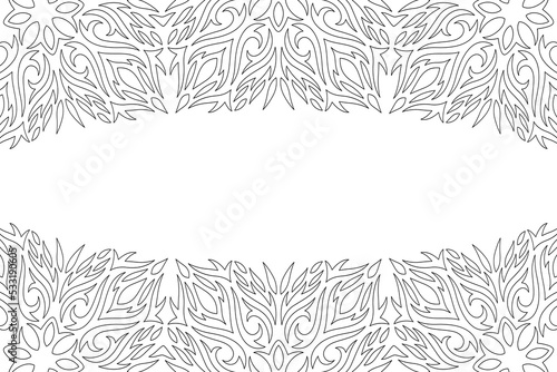 Line art for coloring book with tribal border