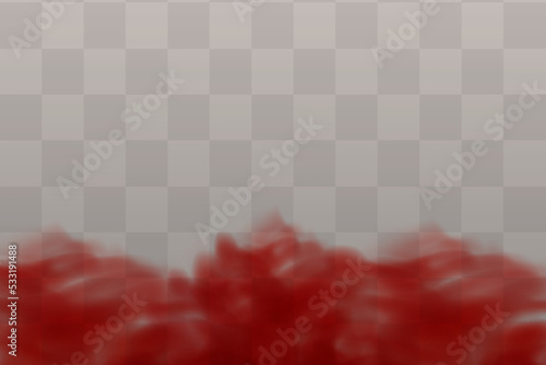 Realistic scary mystical red fog or dust in night Halloween. Purple poisonous gas, dust and smoke effect.