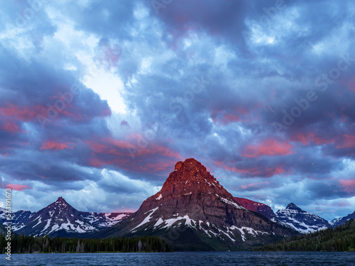 Mountain peak in Montana at sunrise photo