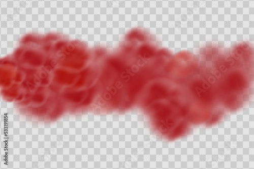 Realistic scary mystical red fog or dust in night Halloween. Purple poisonous gas, dust and smoke effect.