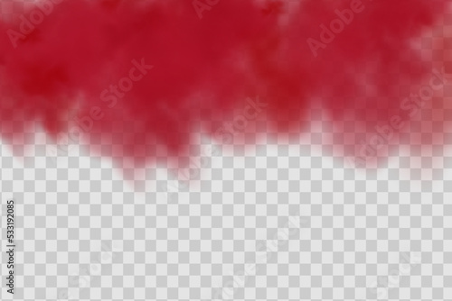 Realistic scary mystical red fog or dust in night Halloween. Purple poisonous gas, dust and smoke effect.