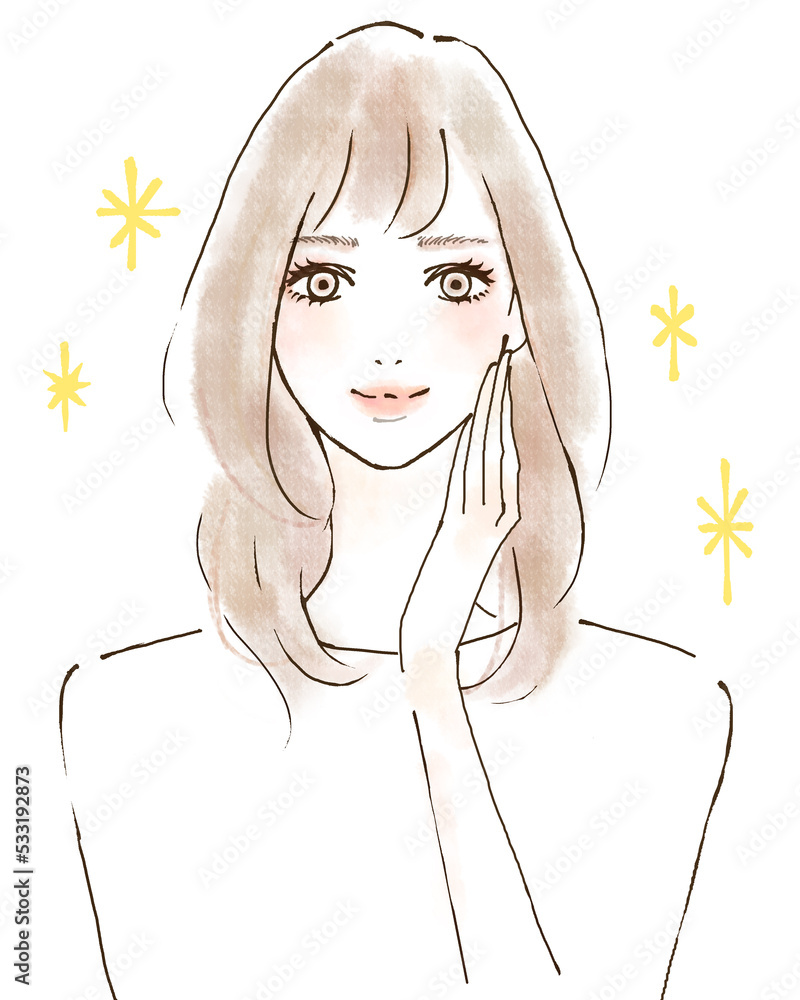 ポジティブ思考の女性のイラスト 解決