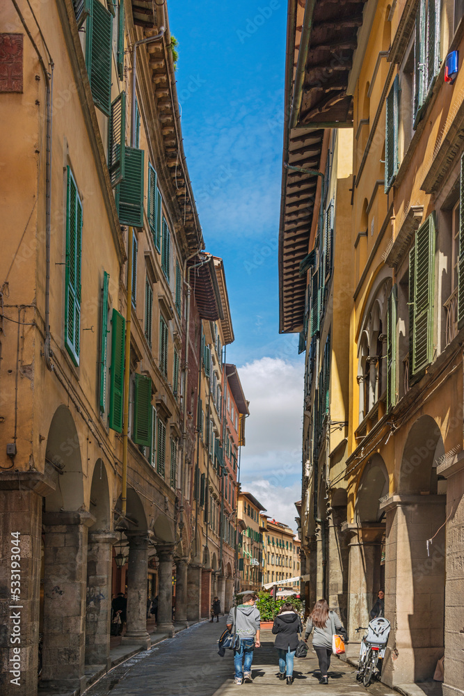 Old street in Pisa Old Town. Italy, 2019