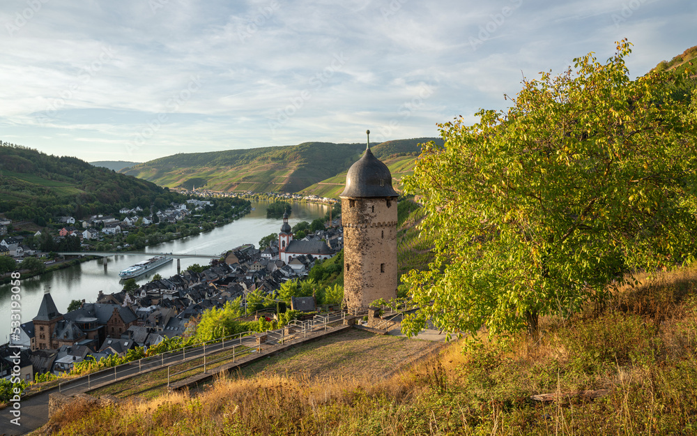 Zell with Moselle river, Germany