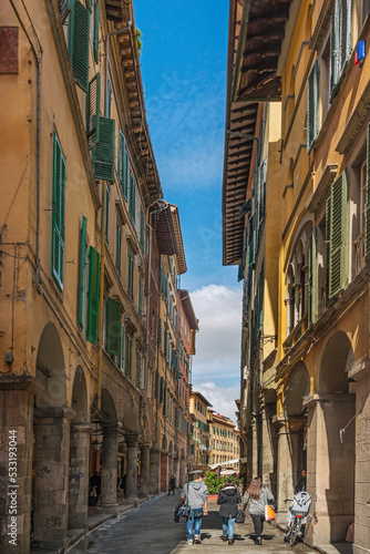 Old street in Pisa Old Town. Italy, 2019